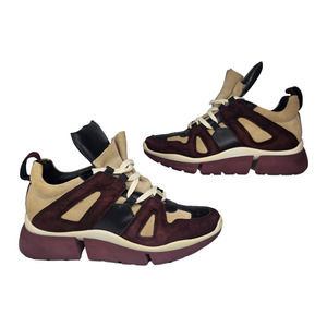 Steven by Steven Madden Shoes Womens 37 6.5 Chunky Tan Brown Faux Suede Sneakers